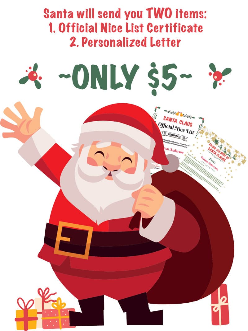 Santa with price banner